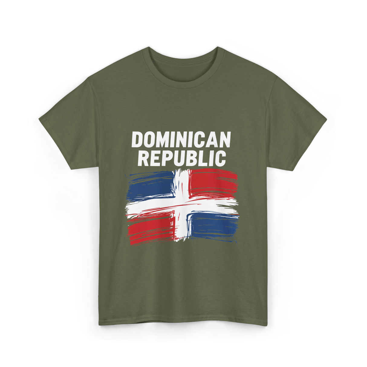 Dominican Republic Flag T-Shirt - Military Green