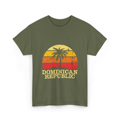Dominican Republic Vintage Sunset T-Shirt - Military Green