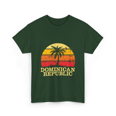 Dominican Republic Vintage Sunset T-Shirt - Forest Green