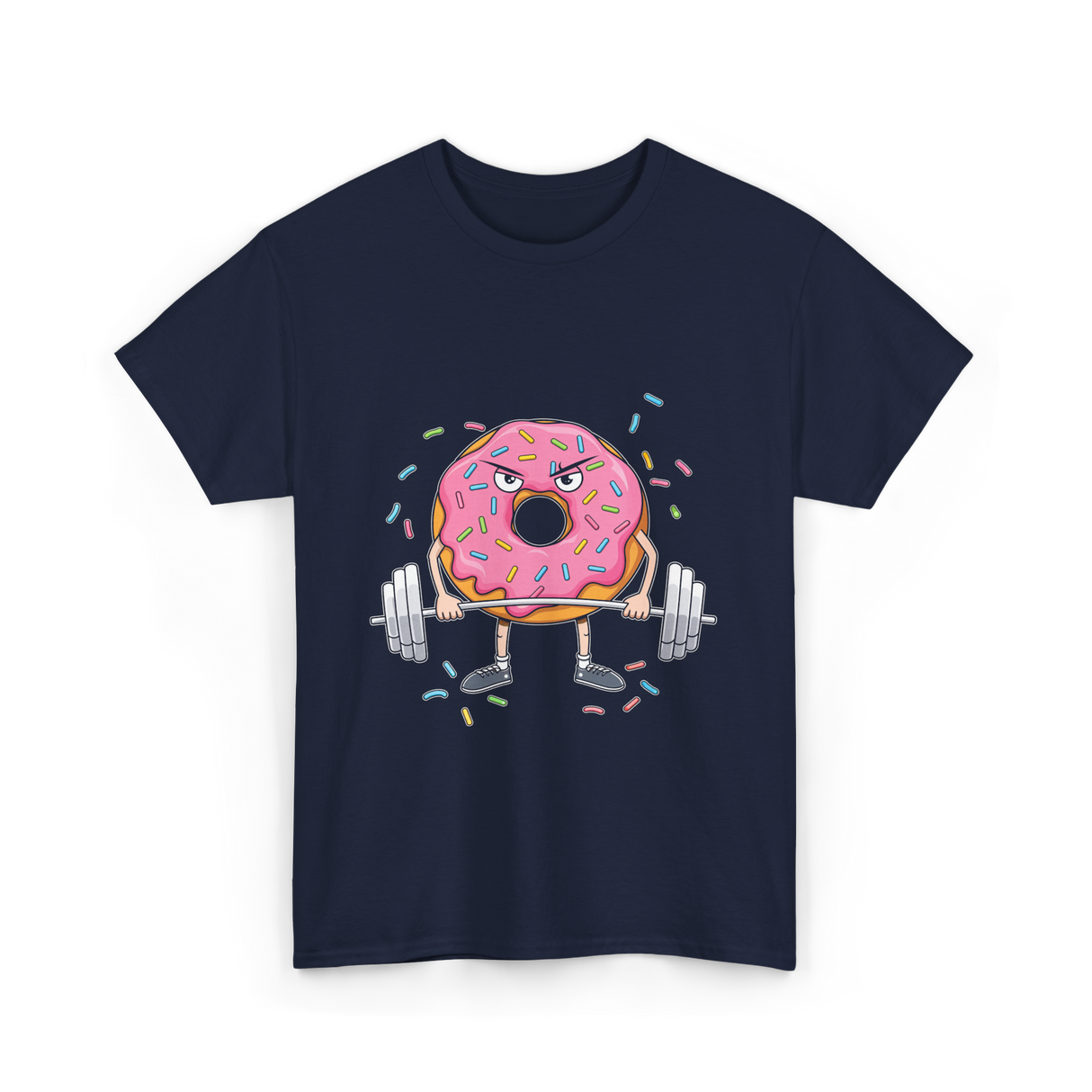 Donut Lifting Weight Fitness T-Shirt - Navy