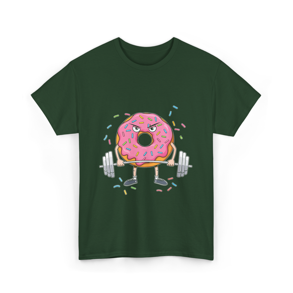 Donut Lifting Weight Fitness T-Shirt - Forest Green