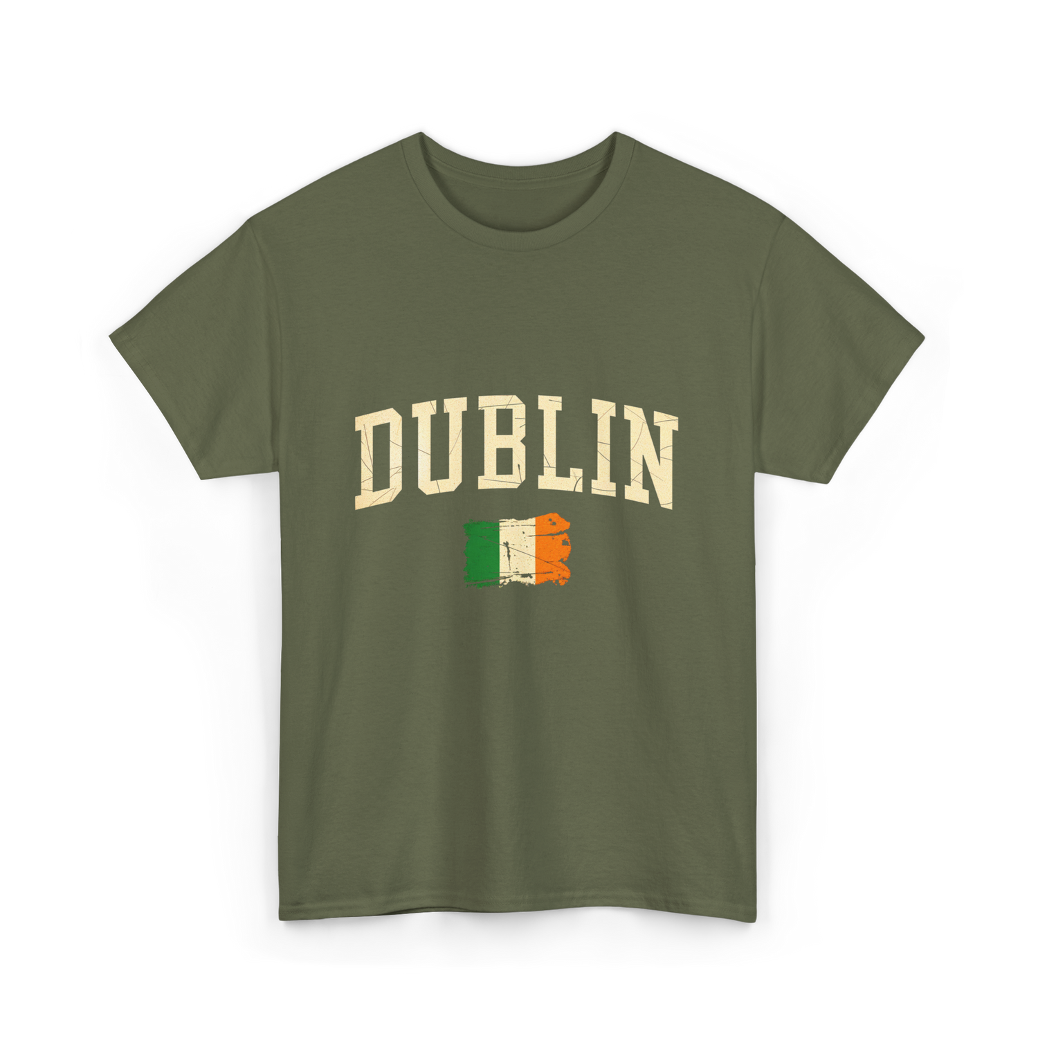 Dublin Irish Flag Ireland T-Shirt - Military Green