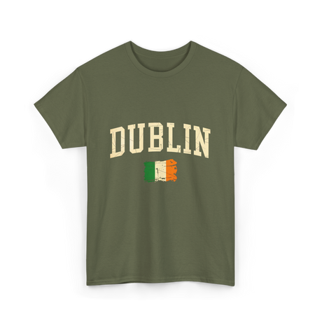 Dublin Irish Flag Ireland T-Shirt - Military Green