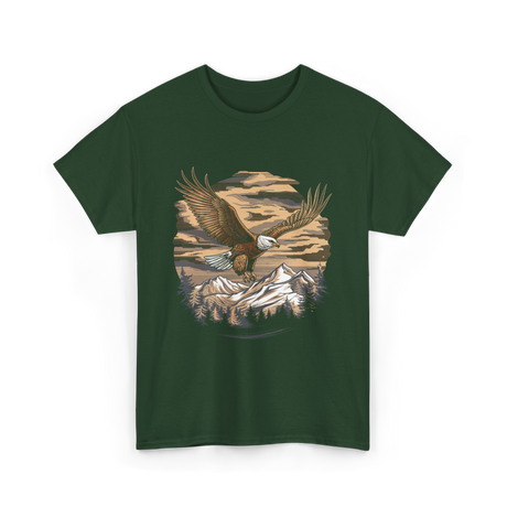 Eagle Bird Mountains Nature T-Shirt - Forest Green