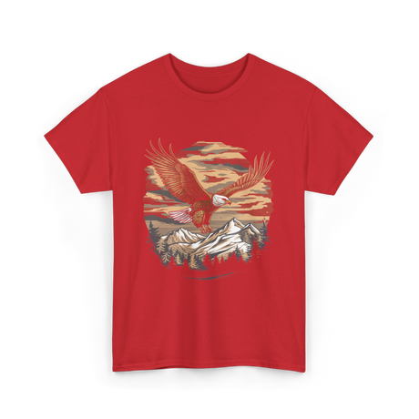 Eagle Bird Mountains Nature T-Shirt - Red