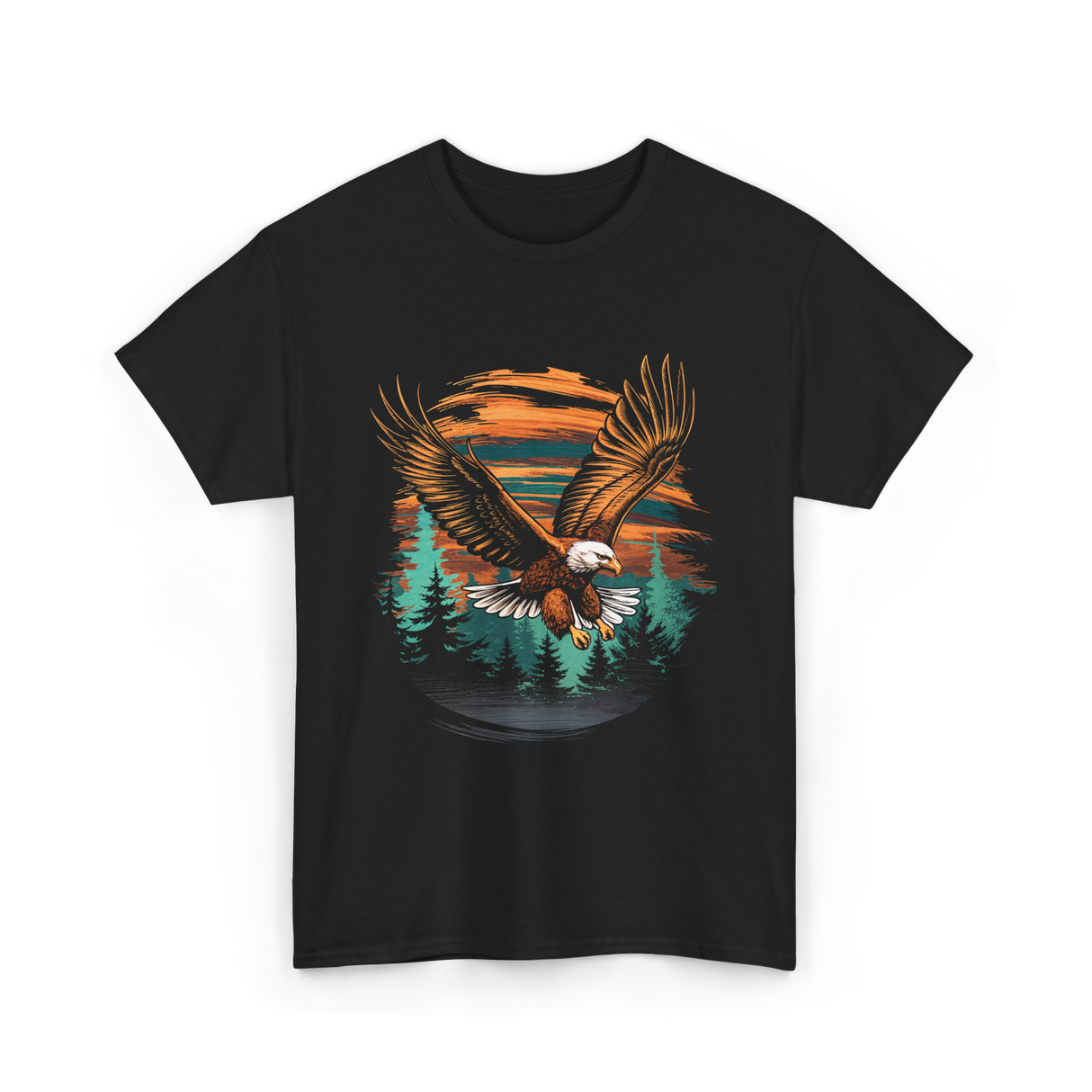 Eagle Flying Wildlife Eagle T-Shirt - Black