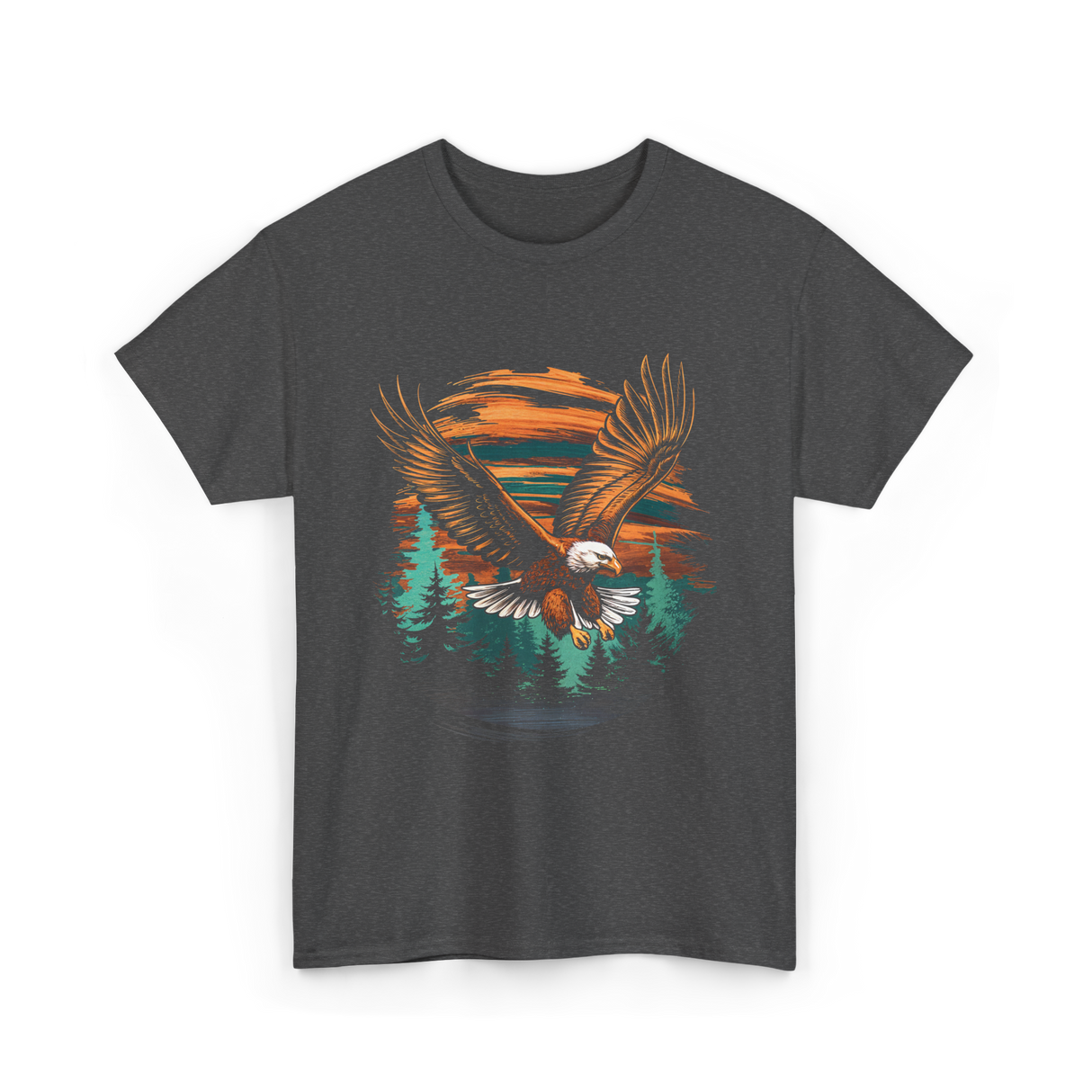 Eagle Flying Wildlife Eagle T-Shirt - Dark Heather