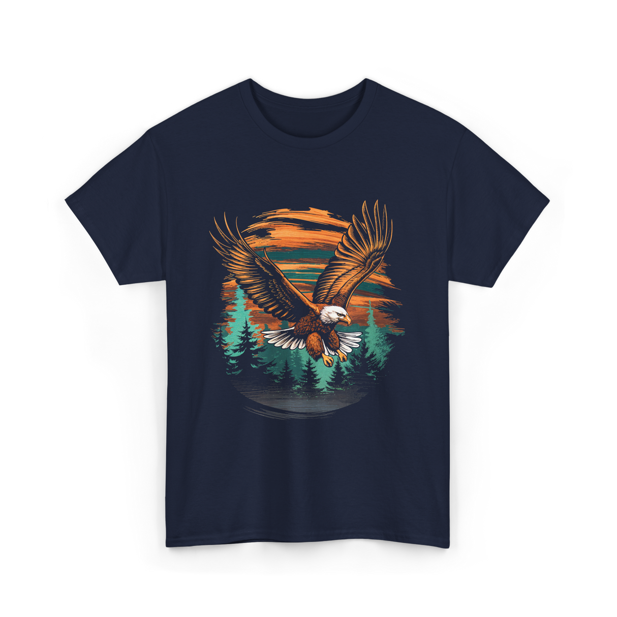 Eagle Flying Wildlife Eagle T-Shirt - Navy