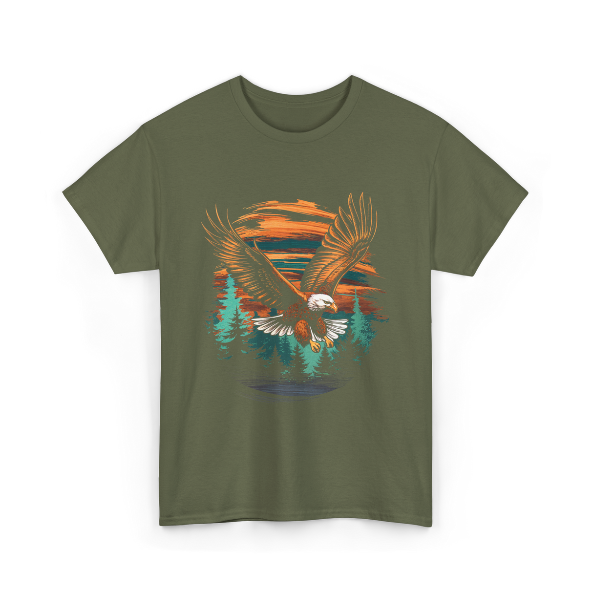 Eagle Flying Wildlife Eagle T-Shirt - Military Green