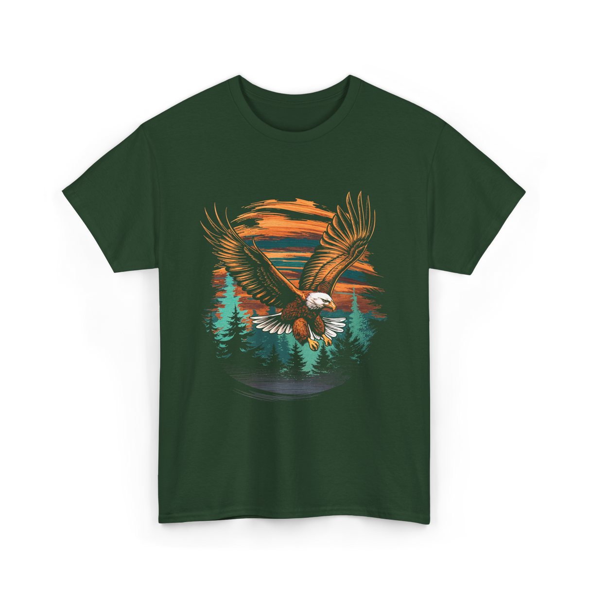 Eagle Flying Wildlife Eagle T-Shirt - Forest Green