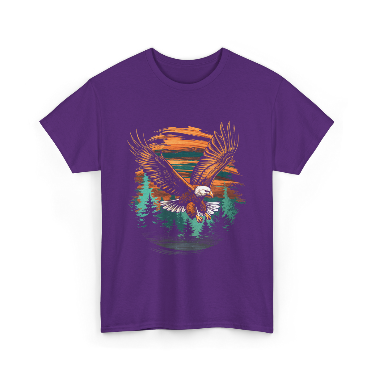 Eagle Flying Wildlife Eagle T-Shirt - Purple