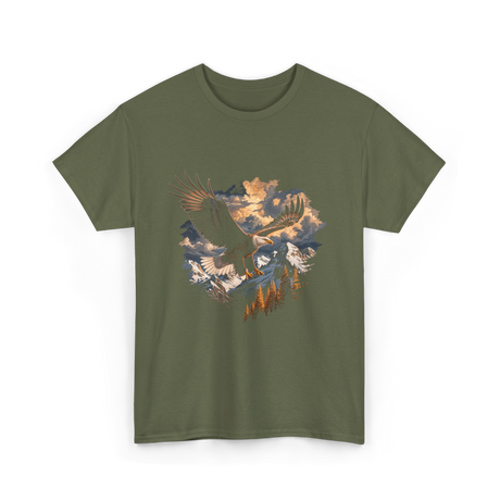Eagle Mountains Wildlife Art T-Shirt - Military Green