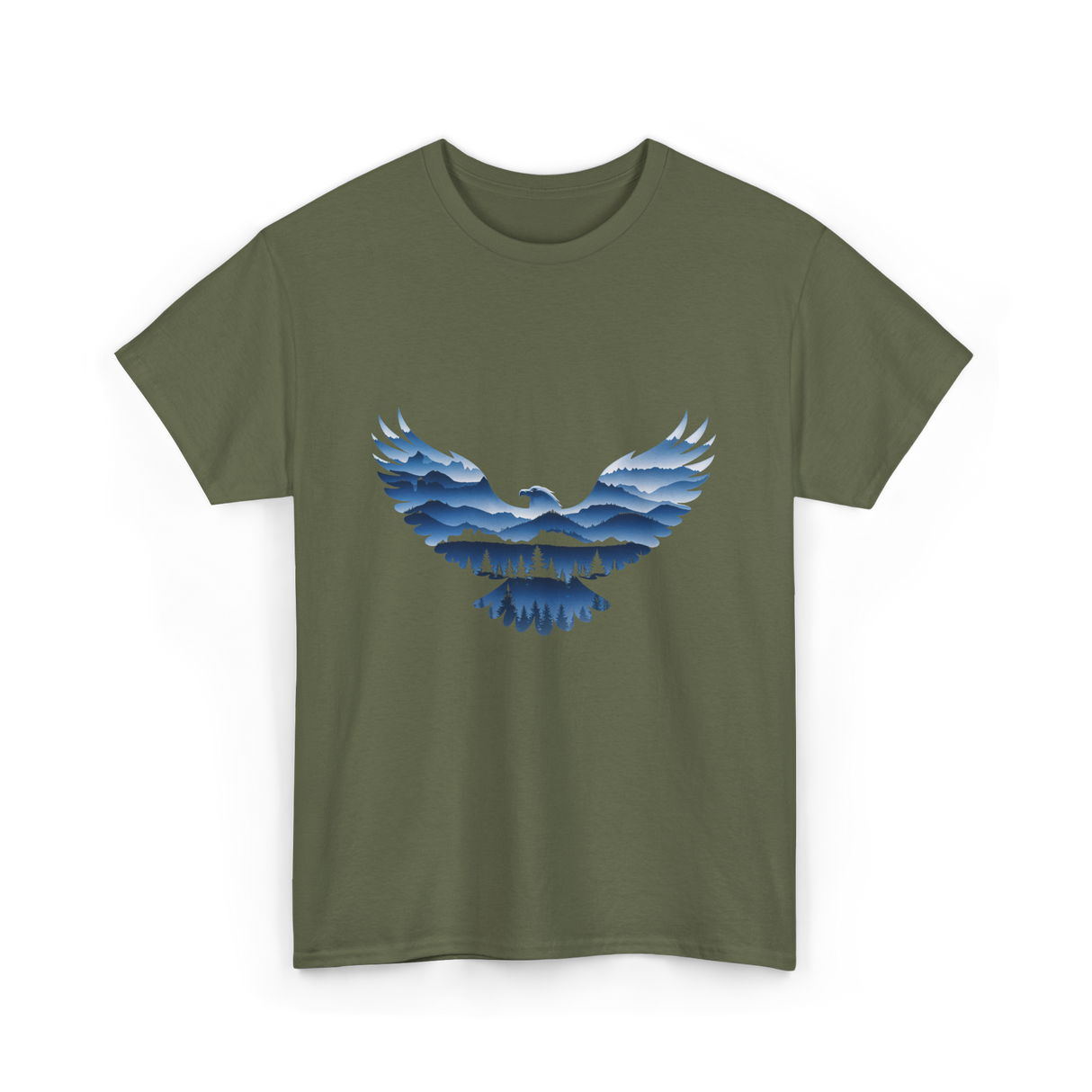 Eagle Nature Landscape T-Shirt - Military Green