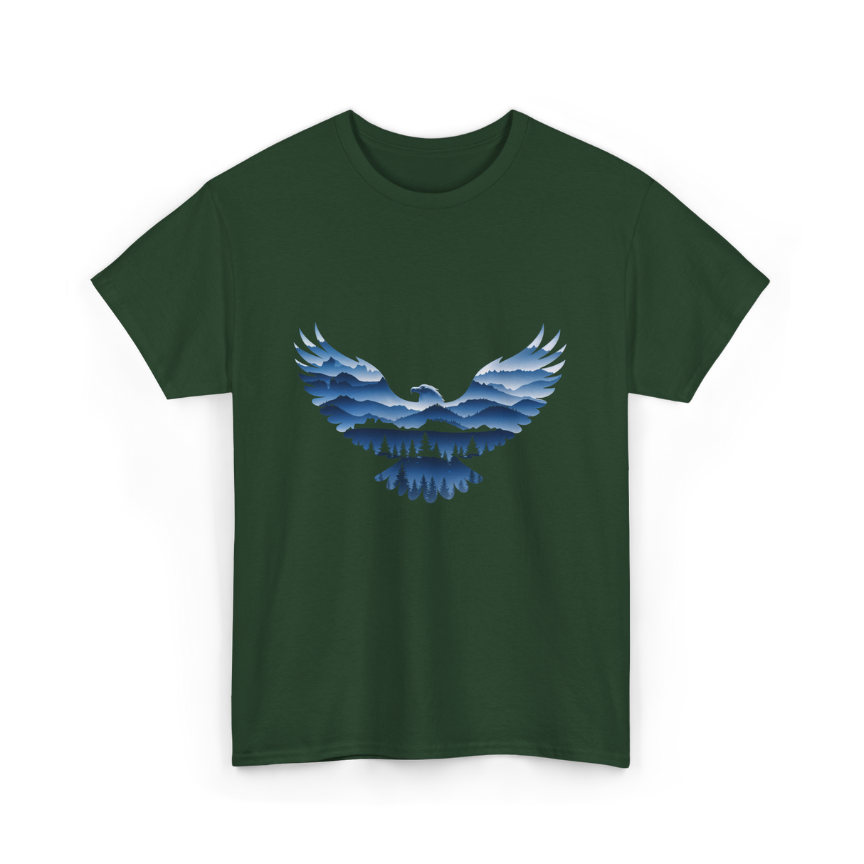 Eagle Nature Landscape T-Shirt - Forest Green