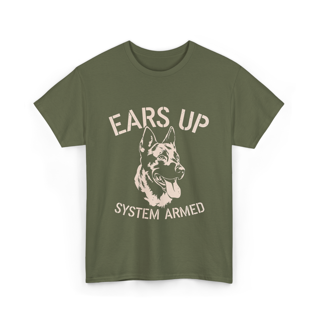 Ears Up System Armed Dog Lover T-Shirt - Military Green