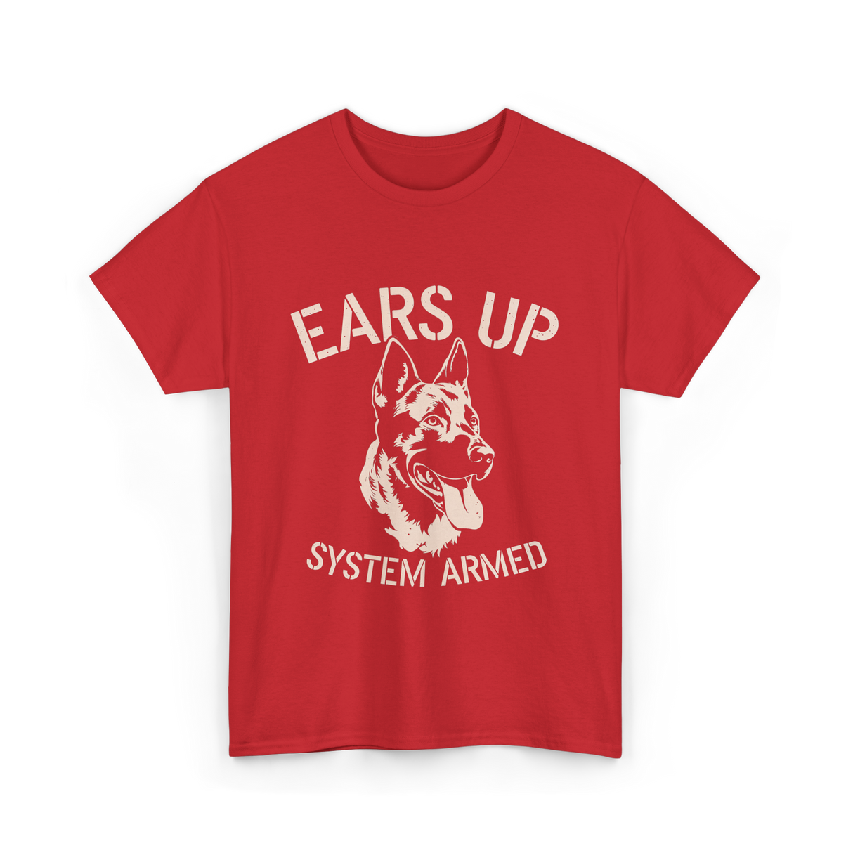 Ears Up System Armed Dog Lover T-Shirt - Red