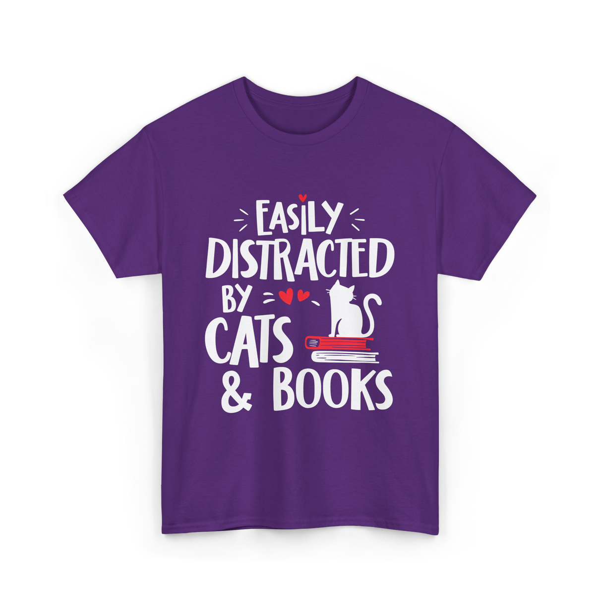 Easily Distracted by Cats Cat Lover T-Shirt - Purple