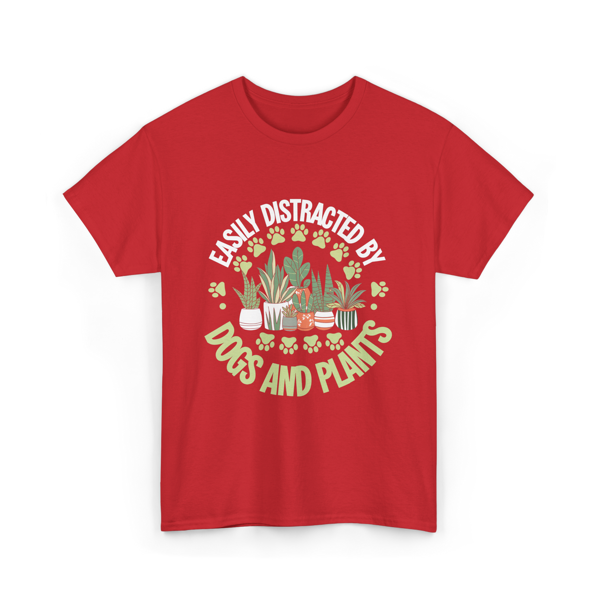Easily Distracted by Dogs Plants T-Shirt - Red