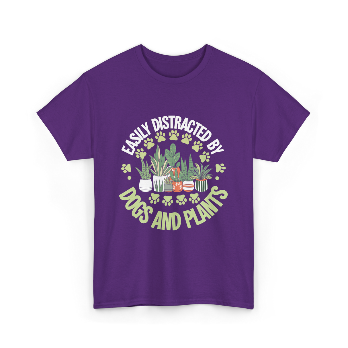 Easily Distracted by Dogs Plants T-Shirt - Purple