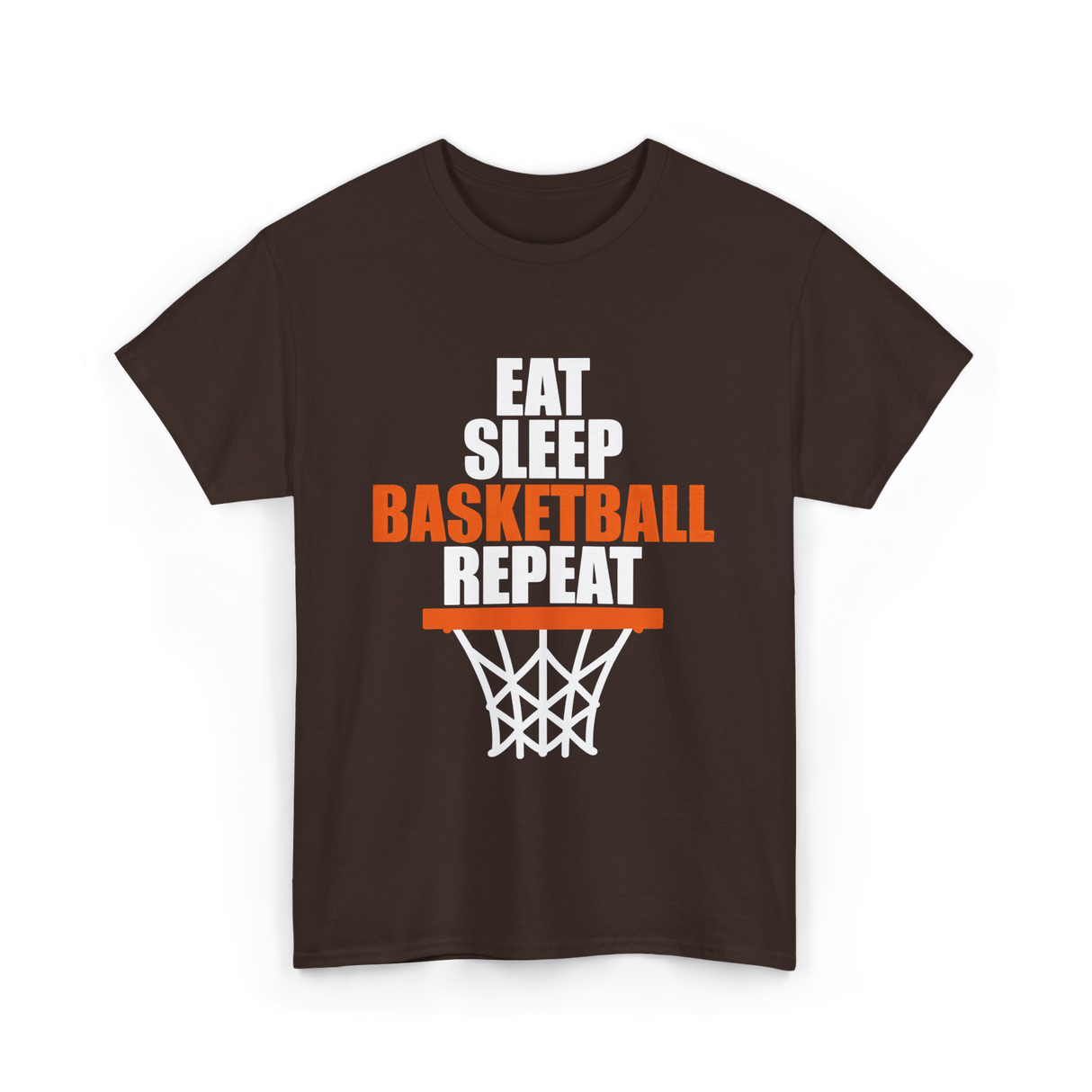 Eat Sleep Basketball Repeat basketball T-Shirt - Dark Chocolate
