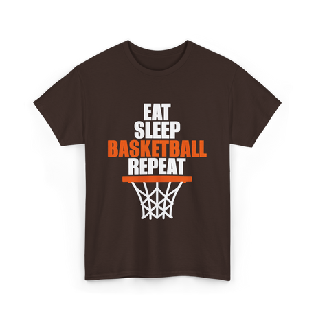 Eat Sleep Basketball Repeat basketball T-Shirt - Dark Chocolate