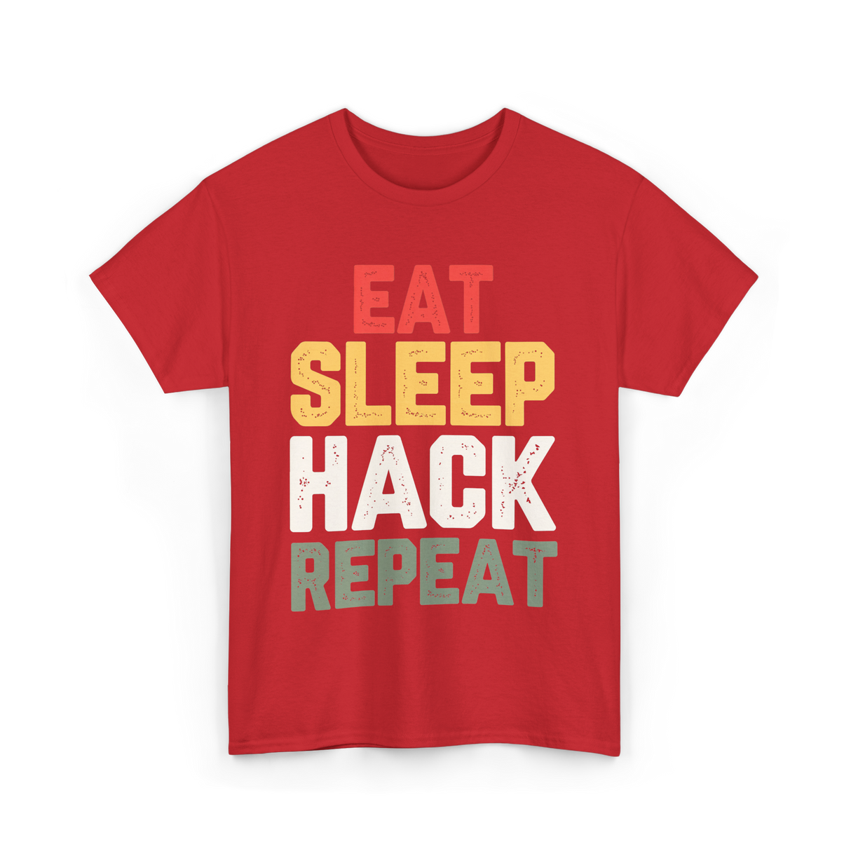 Eat Sleep Hack Repeat Hacking T-Shirt - Red