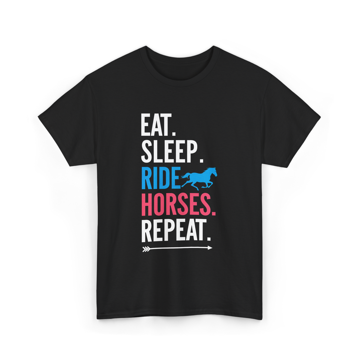 Eat Sleep Ride Horses Equestrian T-Shirt - Black
