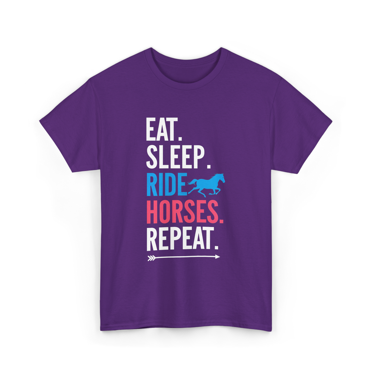 Eat Sleep Ride Horses Equestrian T-Shirt - Purple