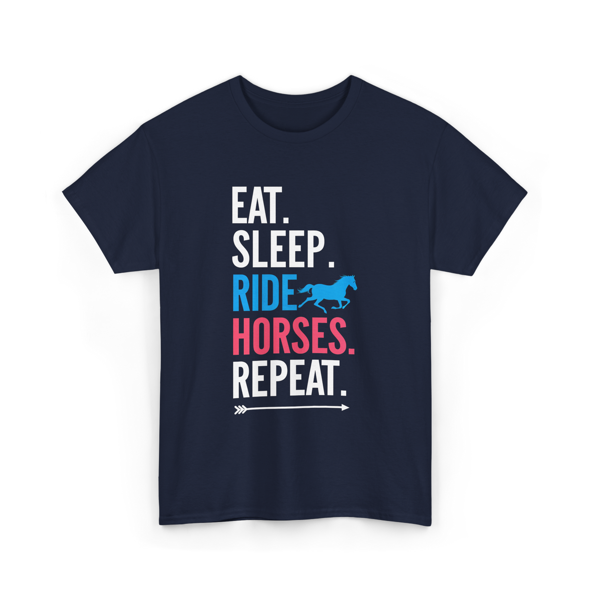 Eat Sleep Ride Horses Equestrian T-Shirt - Navy
