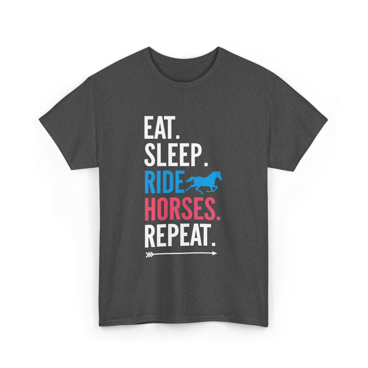 Eat Sleep Ride Horses Equestrian T-Shirt - Dark Heather