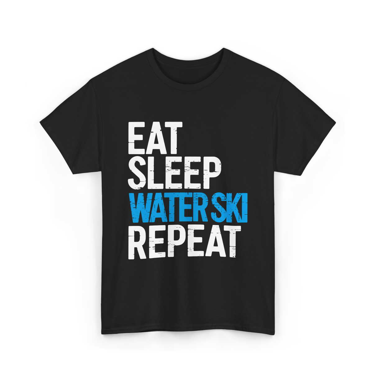 Eat Sleep Water Ski Repeat Water Skiing T-Shirt - Black