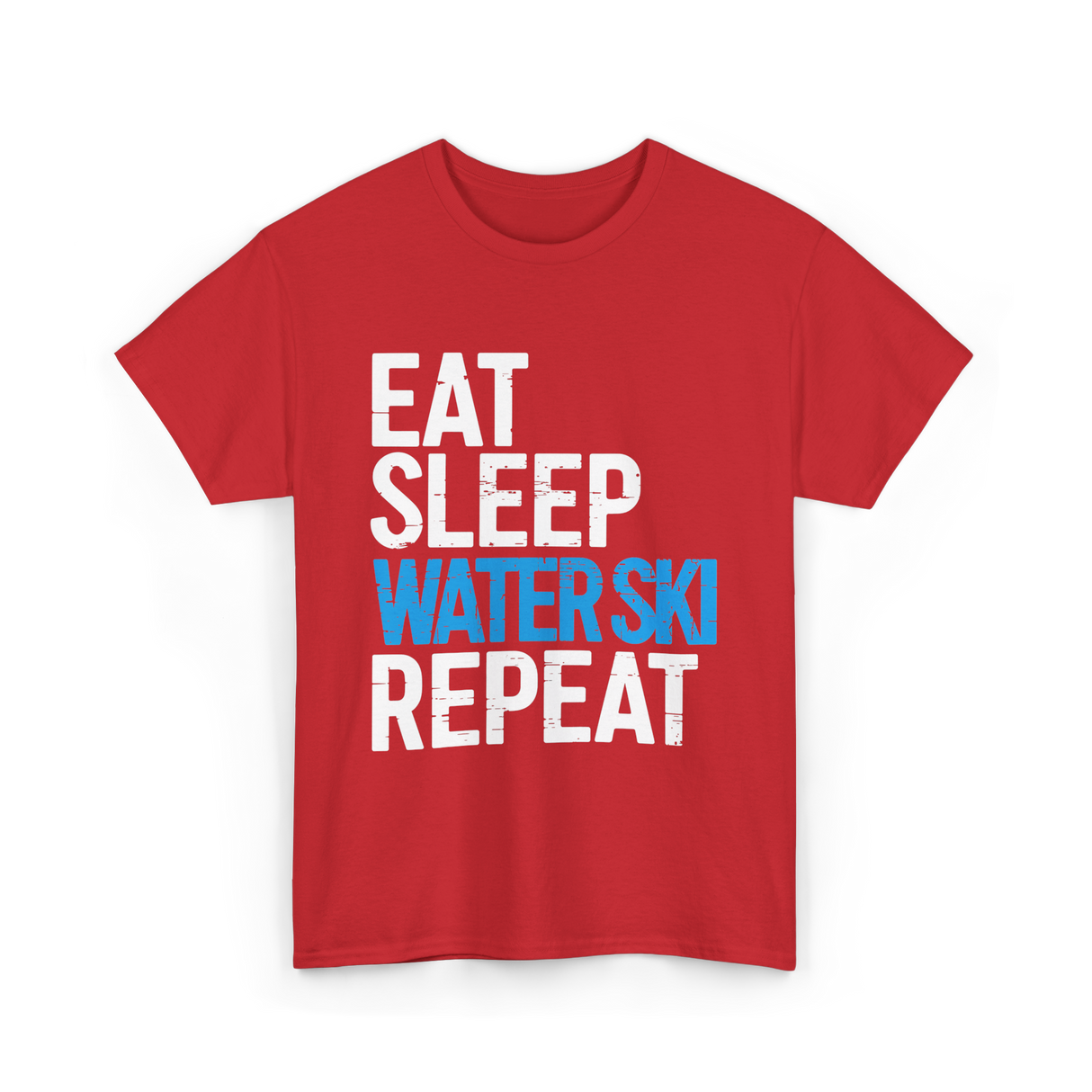 Eat Sleep Water Ski Repeat Water Skiing T-Shirt - Red