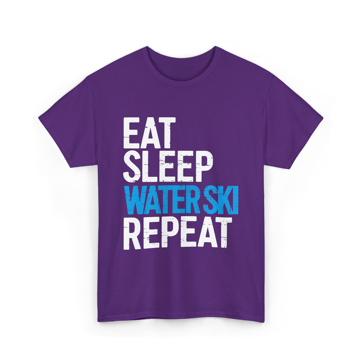Eat Sleep Water Ski Repeat Water Skiing T-Shirt - Purple