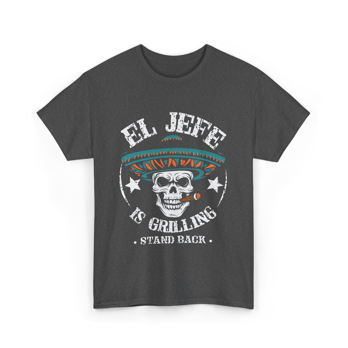 El Jefe Is Grilling BBQ Chef T-Shirt - Dark Heather