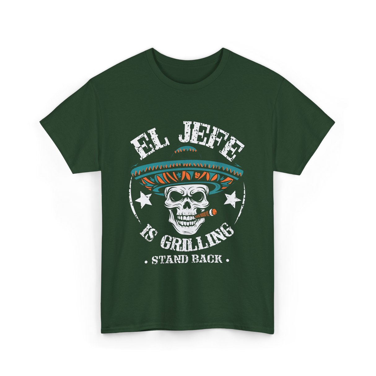 El Jefe Is Grilling BBQ Chef T-Shirt - Forest Green