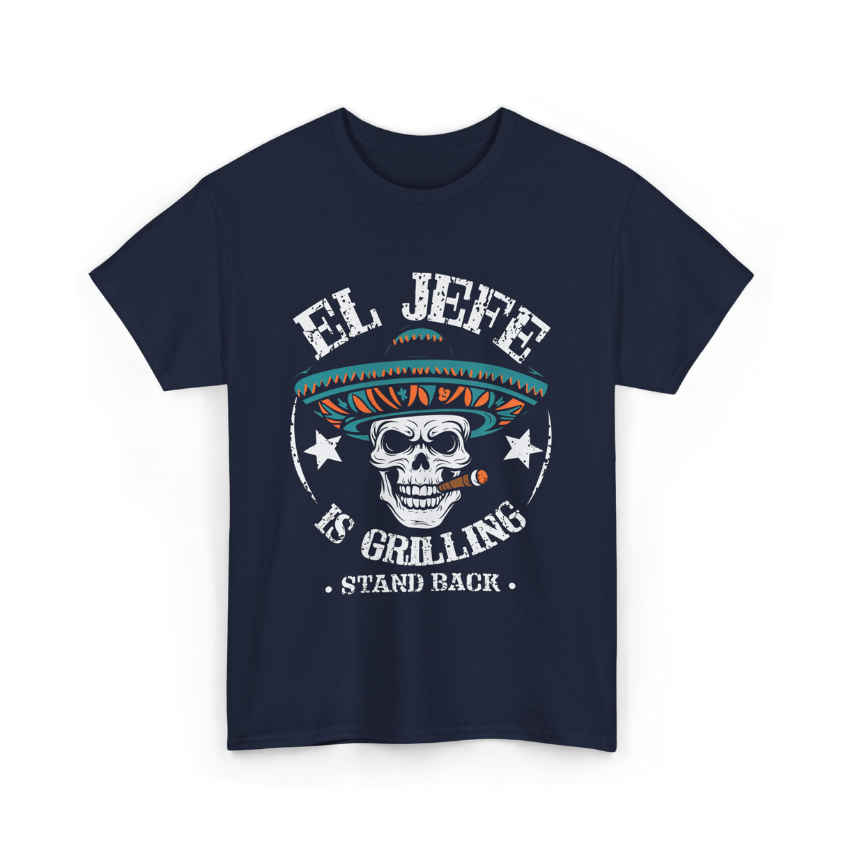 El Jefe Is Grilling BBQ Chef T-Shirt - Navy