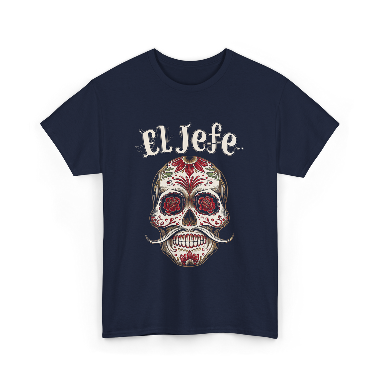 El Jefe Sugar Skull Celebration T-Shirt - Navy