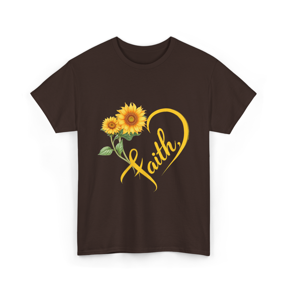 Faith Sunflower Inspiration T-Shirt - Dark Chocolate