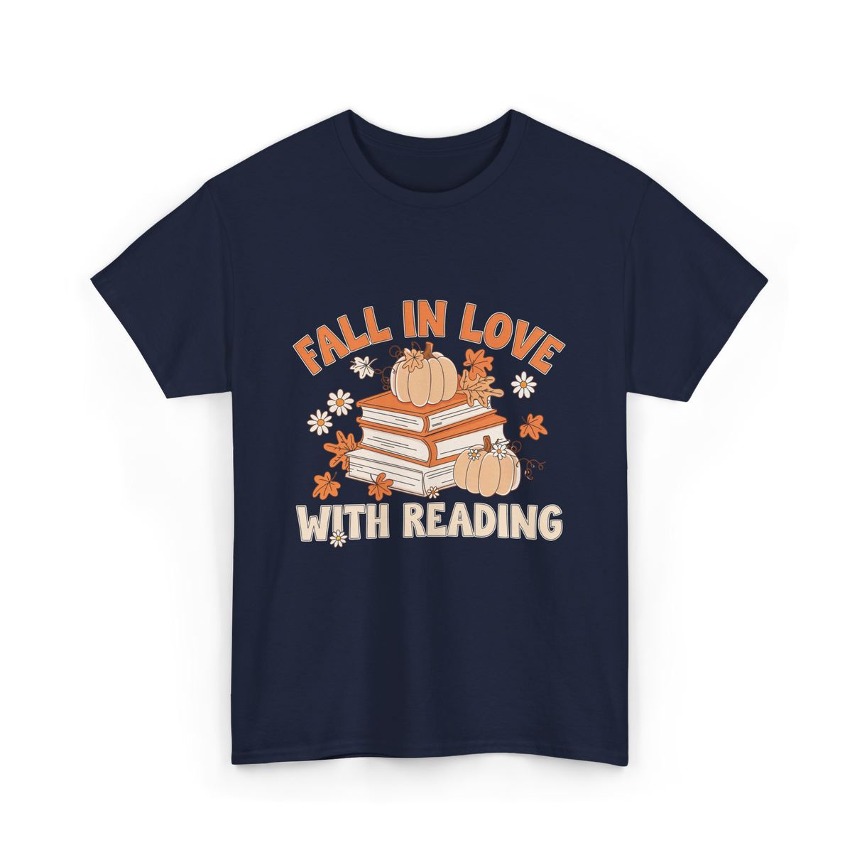 Fall In Love With Reading Books T-Shirt - Navy