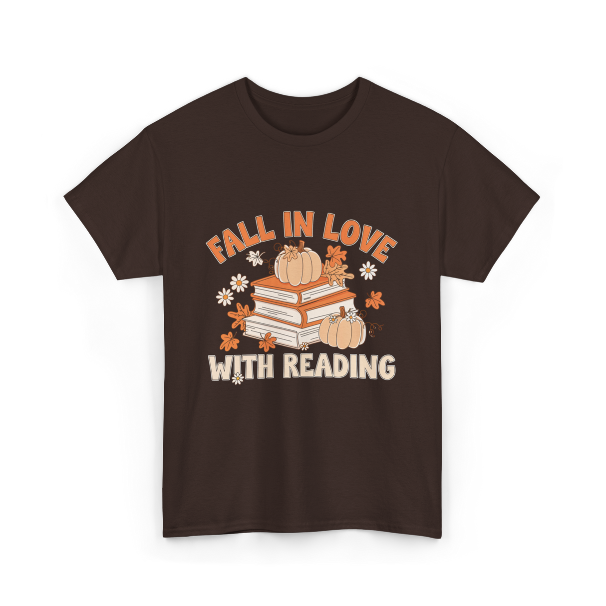Fall In Love With Reading Books T-Shirt - Dark Chocolate