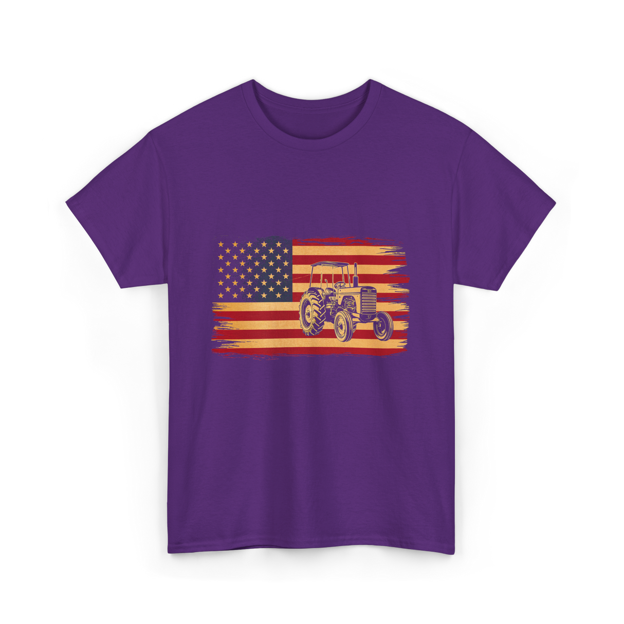 Farm Tractor USA Flag Farming T-Shirt - Purple