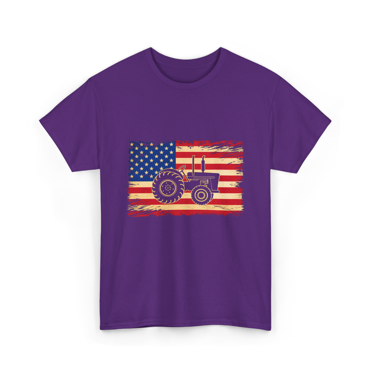 Farm Tractors USA Flag Farming T-Shirt - Purple