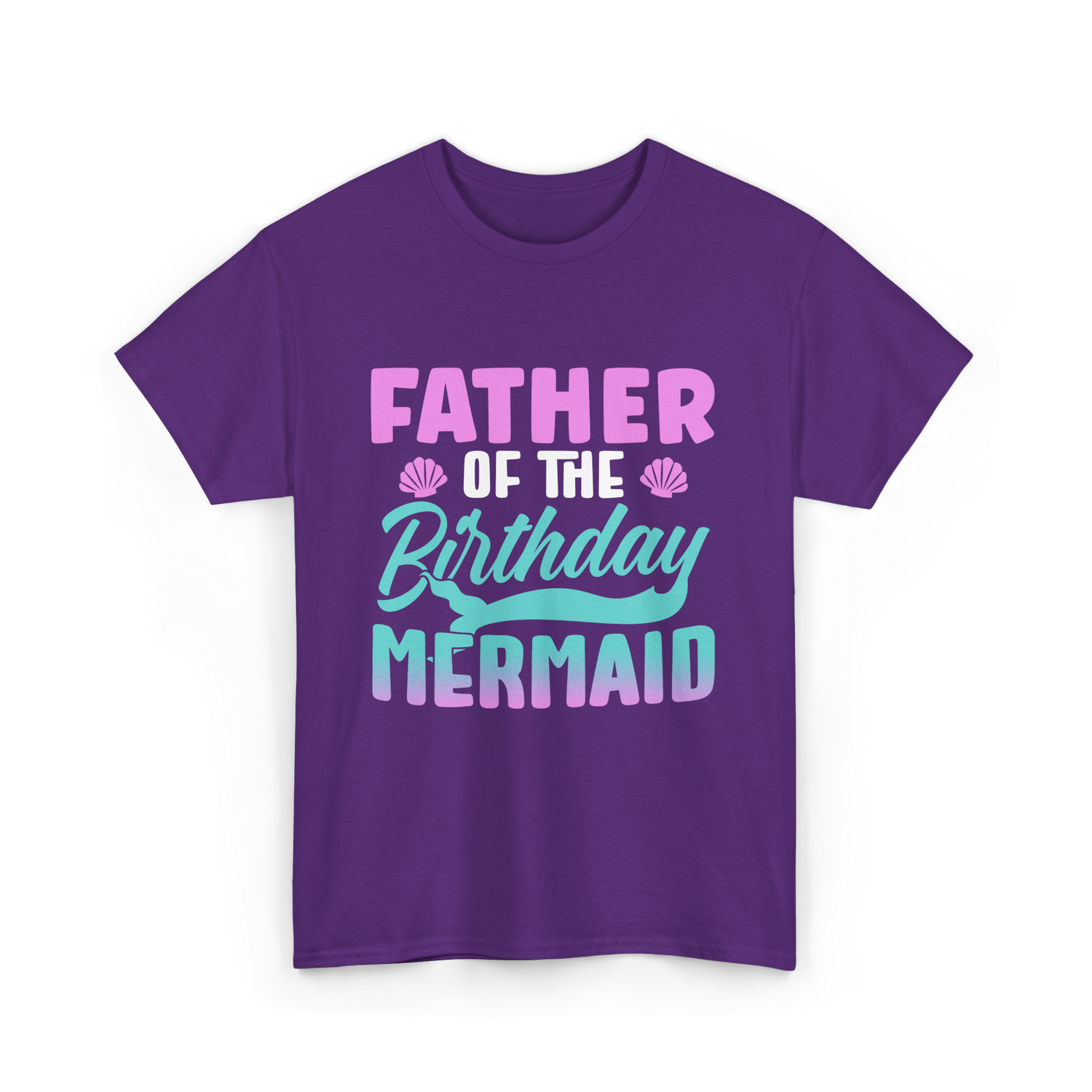 Father Mermaid Birthday Mermaid T-Shirt - Purple