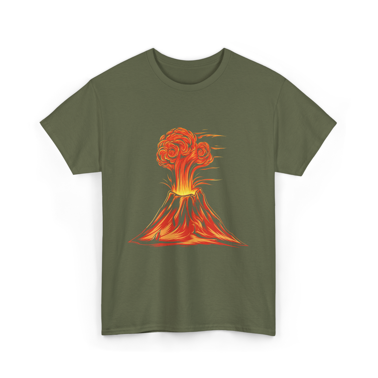 Fire Volcanoes Geology Eruption T-Shirt - Military Green