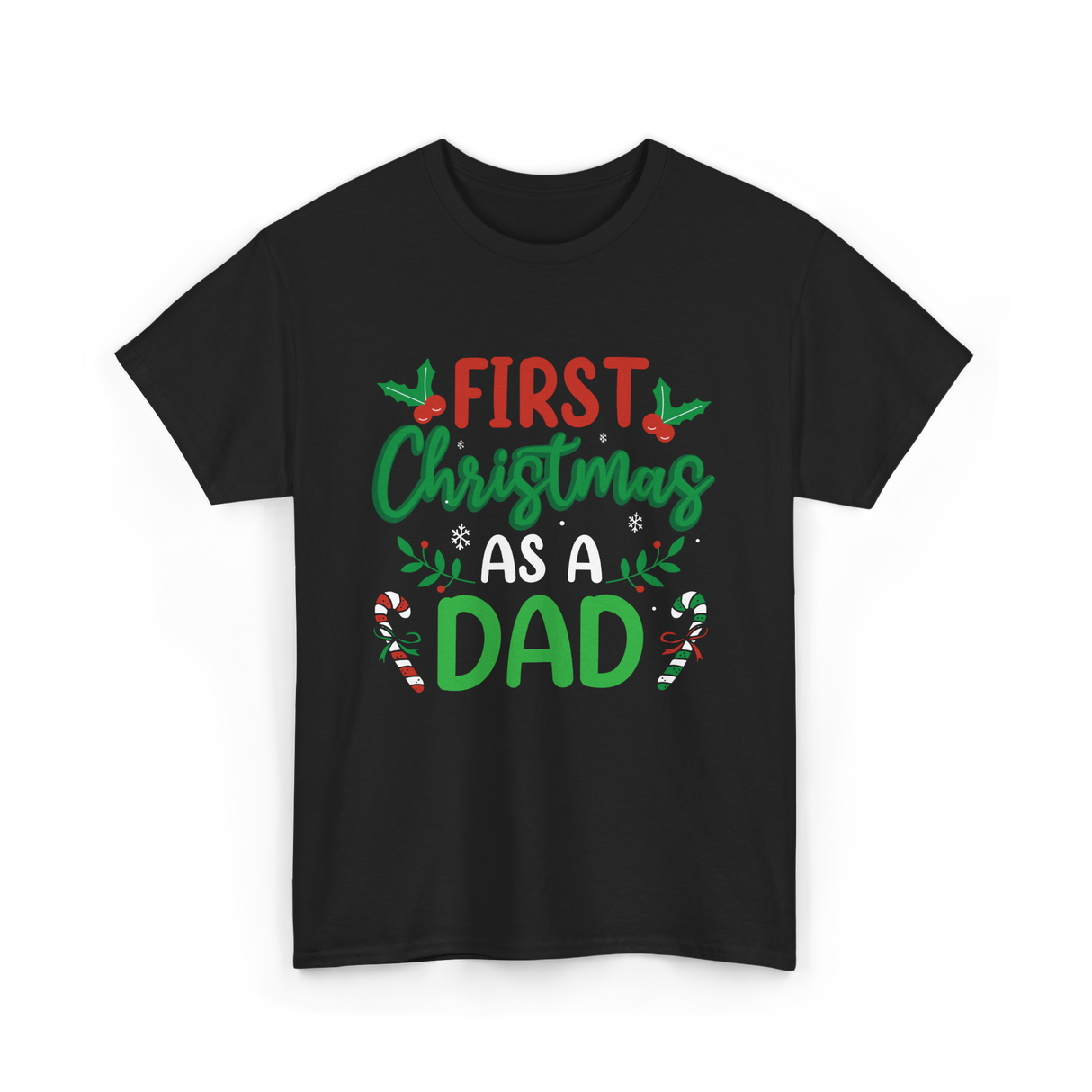First Christmas As A Dad Announcement T-Shirt - Black