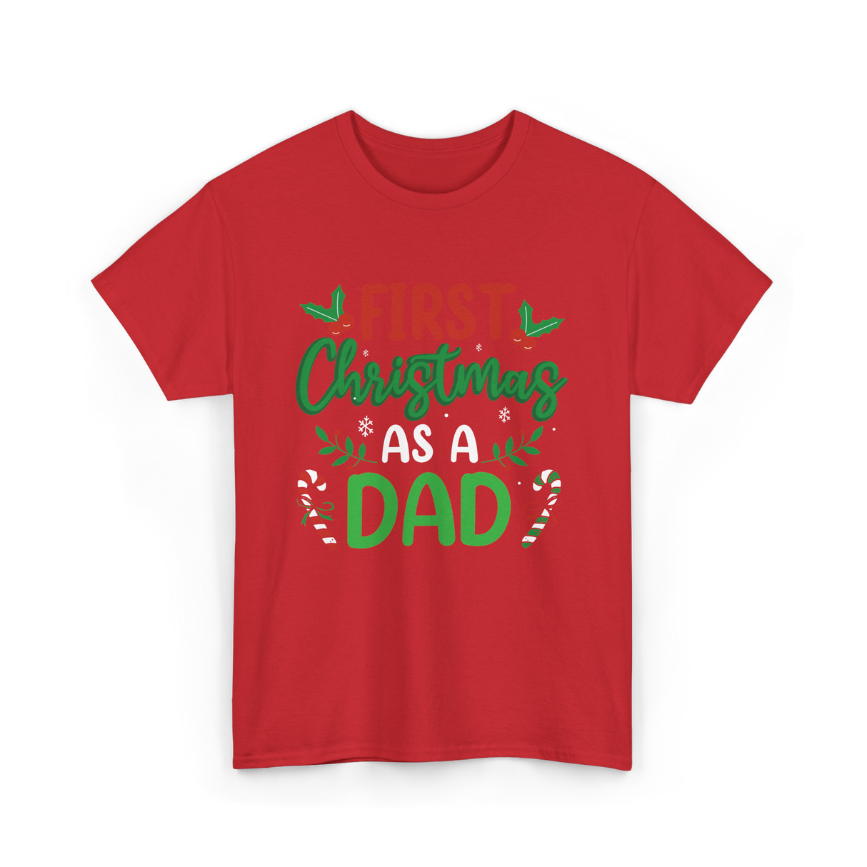 First Christmas As A Dad Announcement T-Shirt - Red