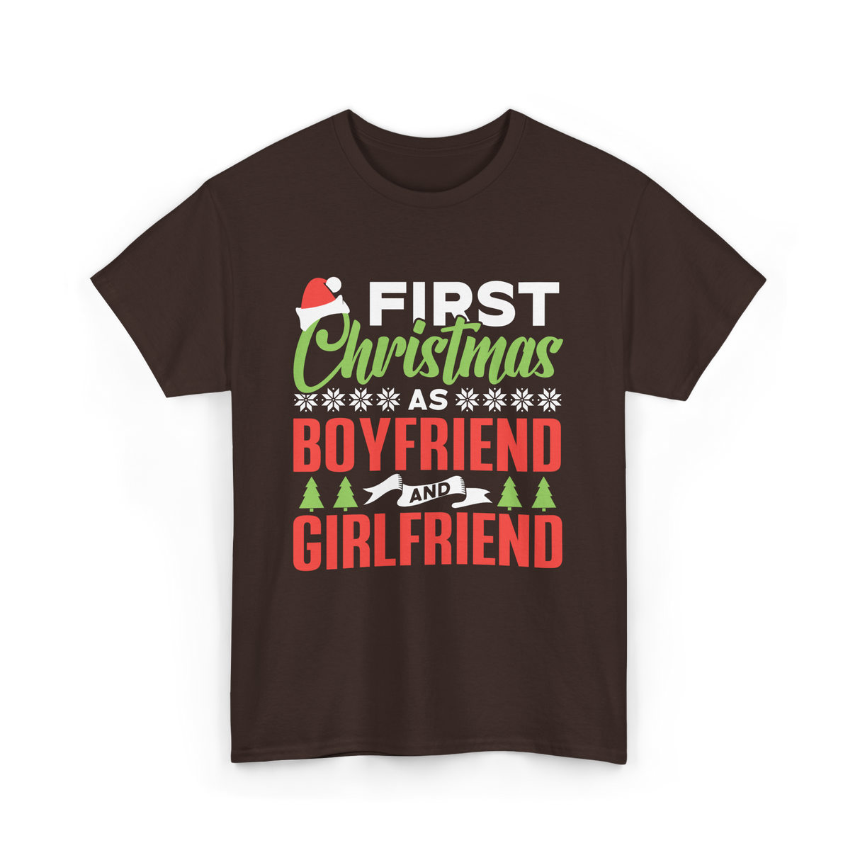 First Christmas Boyfriend Girlfriend T-Shirt - Dark Chocolate
