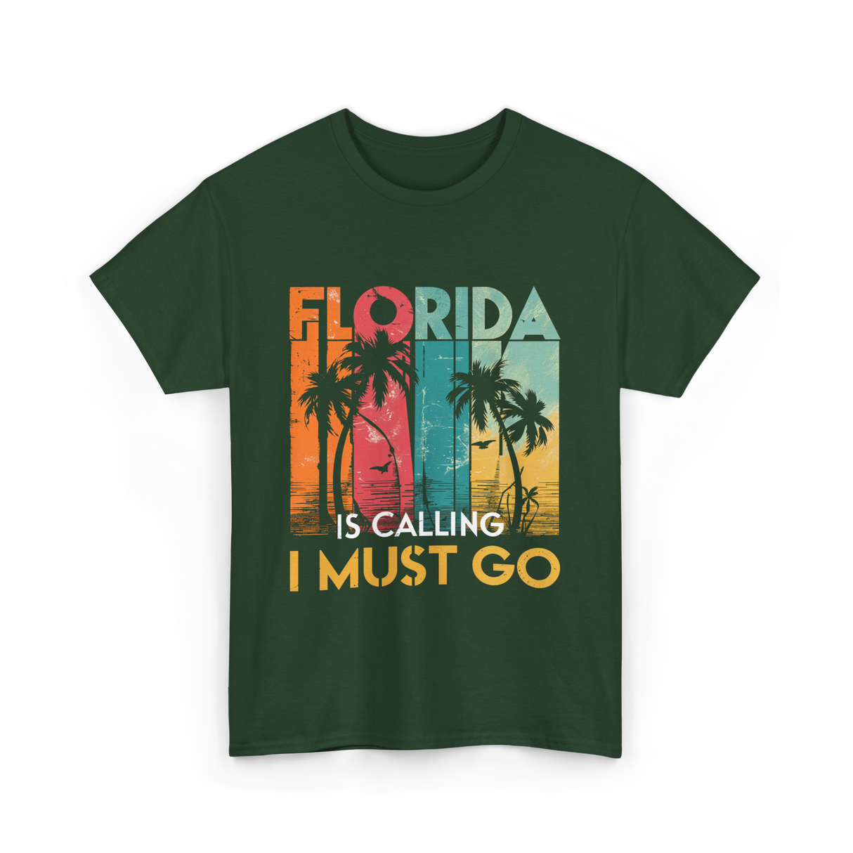 Florida Is Calling Travel T-Shirt - Forest Green