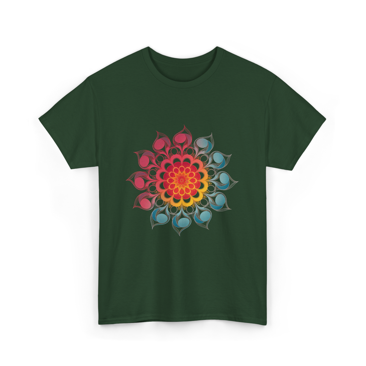 Flower of Life Sacred Geometry T-Shirt - Forest Green