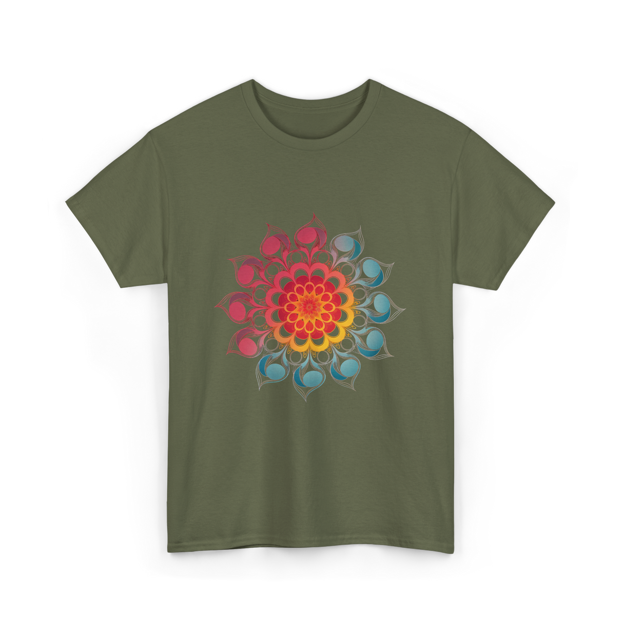 Flower of Life Sacred Geometry T-Shirt - Military Green